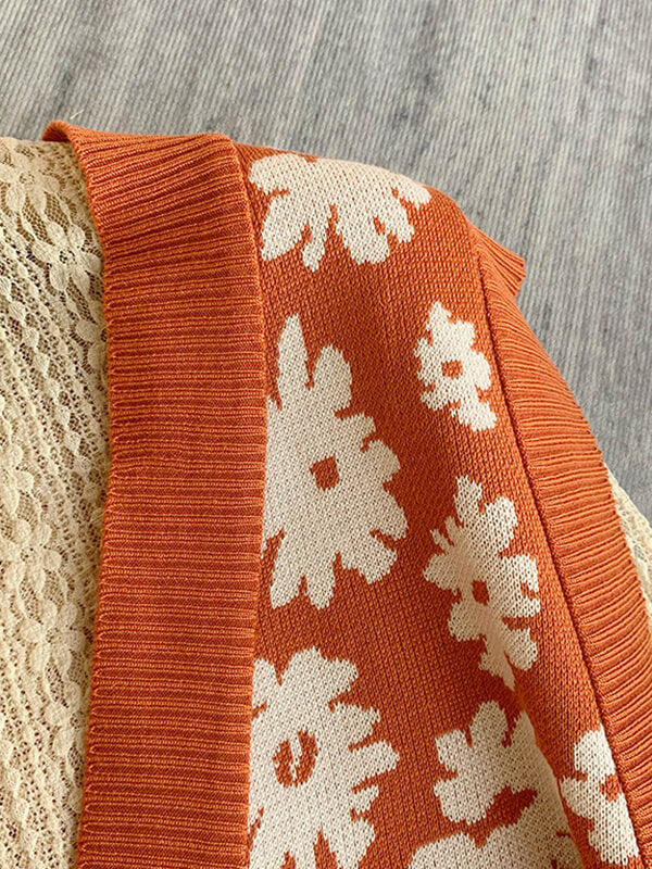 Airchics gilet fleurie v-cou femme vintage