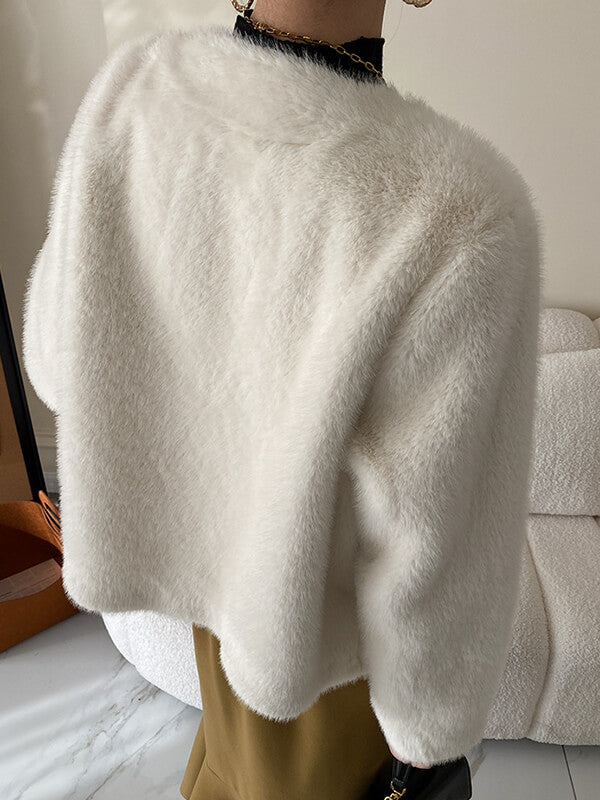 Airchics manteau en fausse fourrure boutonnage avec poches femme mode