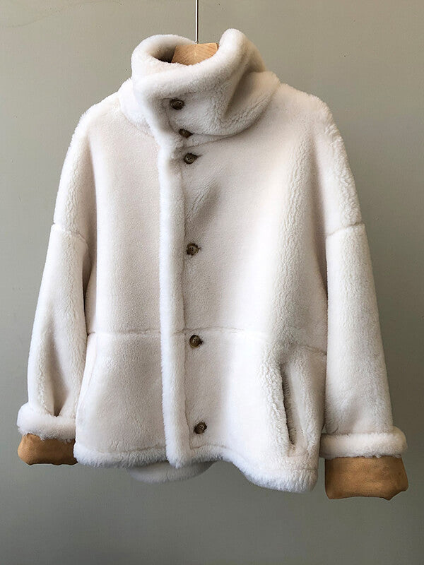 Airchics manteau aviateur suedine doublé polaire boutonnage femme oversized