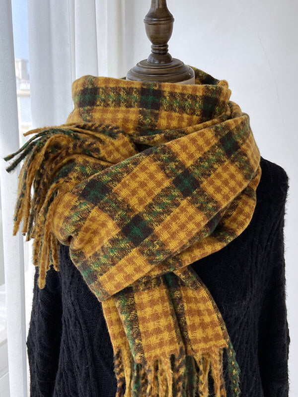 Airchics écharpe carreaux avec frange femme vintage