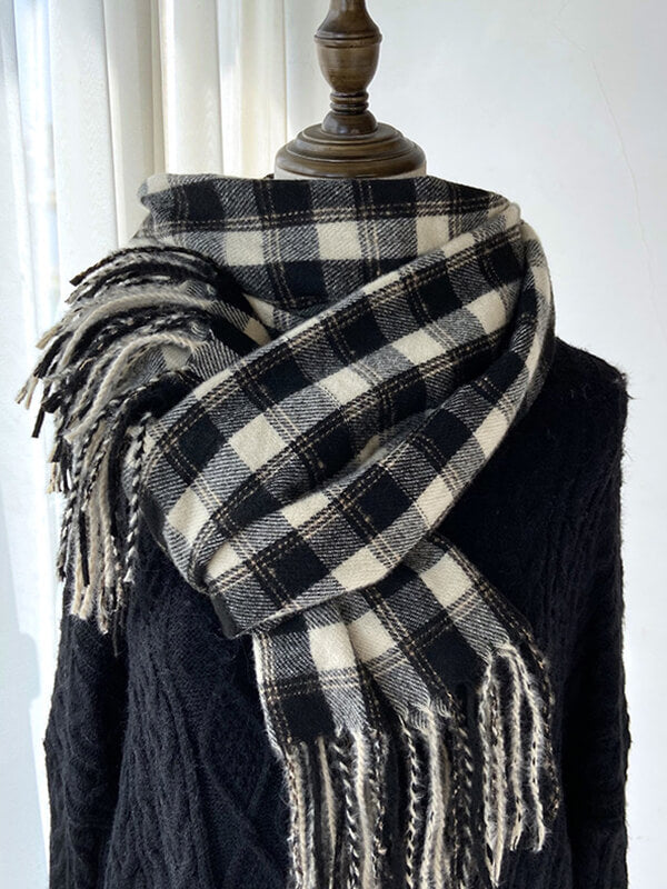 Airchics écharpe carreaux avec frange femme mode hiver