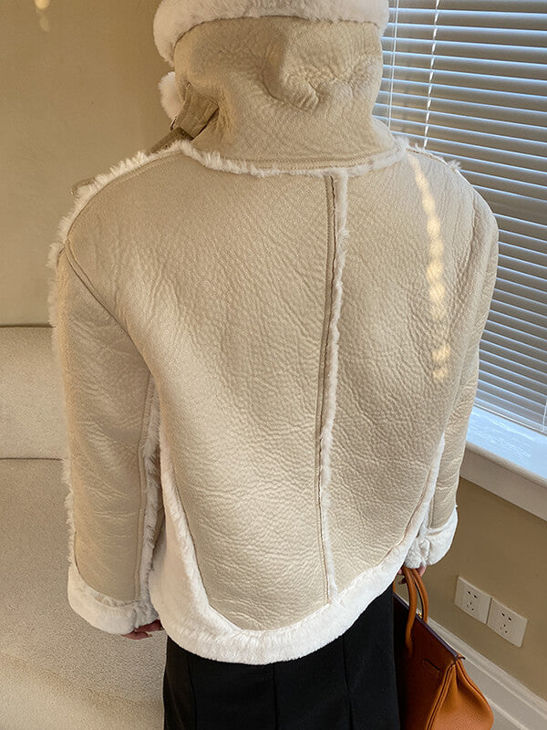 Airchics manteau aviateur simili cuir doublé polaire avec poches femme hiver