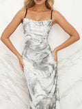 Robe Dos Nu  Bretelles Avec Motif Tie-dye