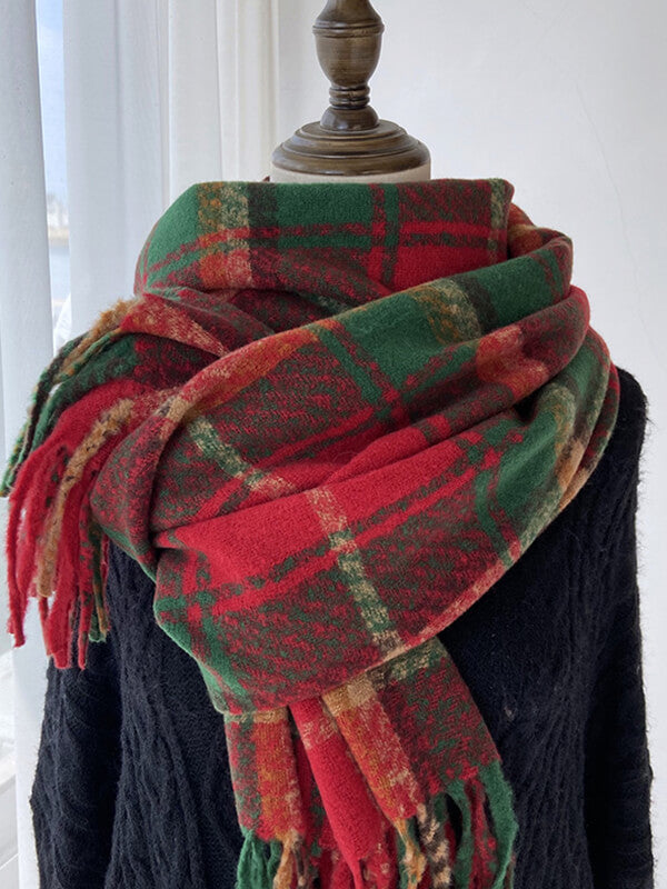 Airchics écharpe carreaux avec frange femme mode noël