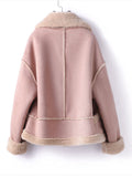 Airchics manteau aviateur doublé polaire boutonnage avec poches femme doux rose