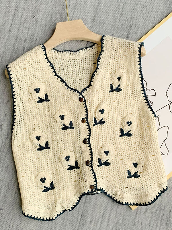 Airchics gilet crochet fleurie femme mode