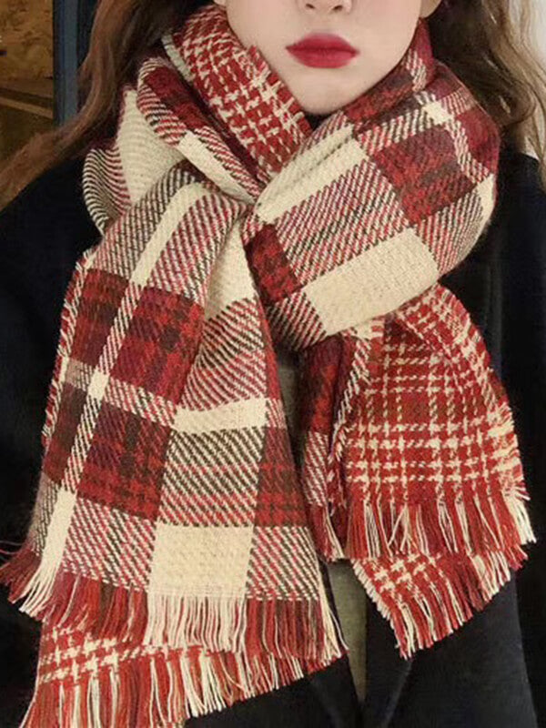 Airchics écharpe carreaux femme mode rouge noël