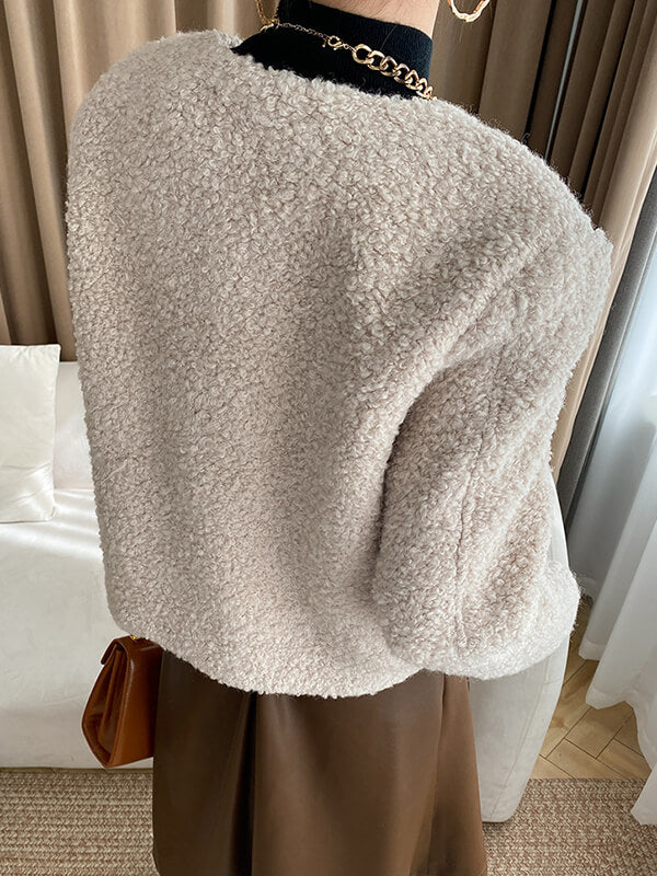 Airchics manteau teddy coat doublé polaire boutonnage avec poches femme mode