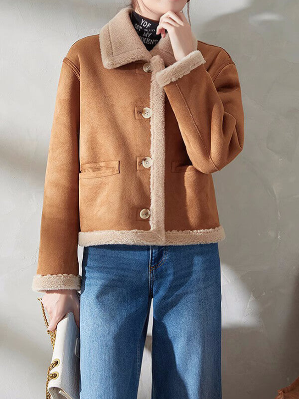 Airchics manteau aviateur suedine boutonnage avec poches femme mode