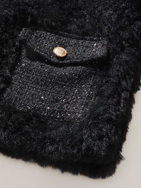 Airchics manteau teddy coat tweed doublé polaire boutonnage avec poches femme mode hiver