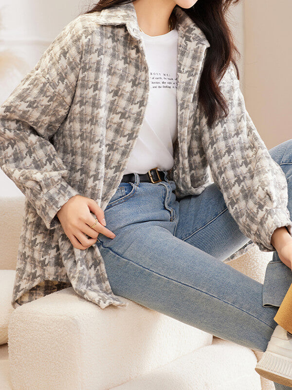 Airchics blouse pied de poule boutonnage femme mode