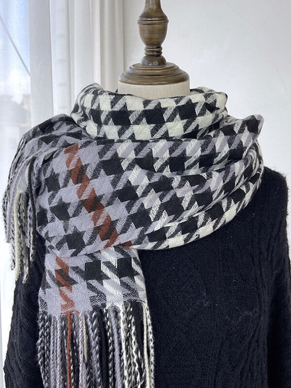 Airchics écharpe pied de poule avec frange femme mode