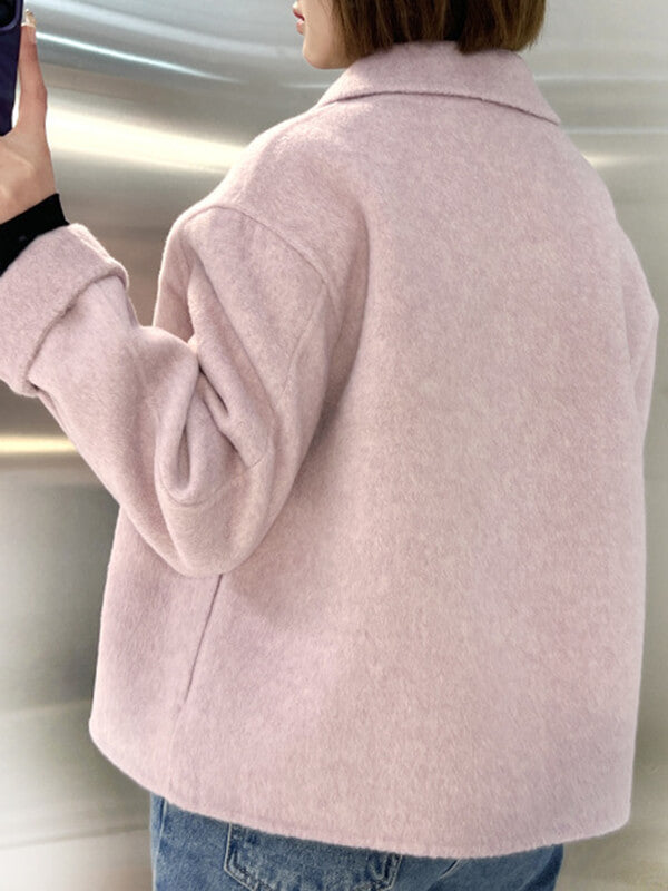 Airchics manteau en laine courte boutonnage col revers femme mode