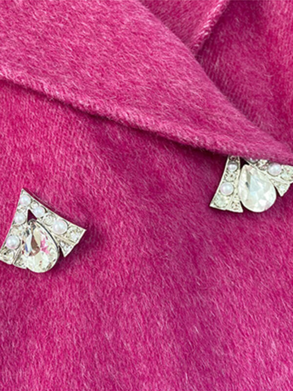 Airchics manteau en laine avec poches strass boutons femme mode