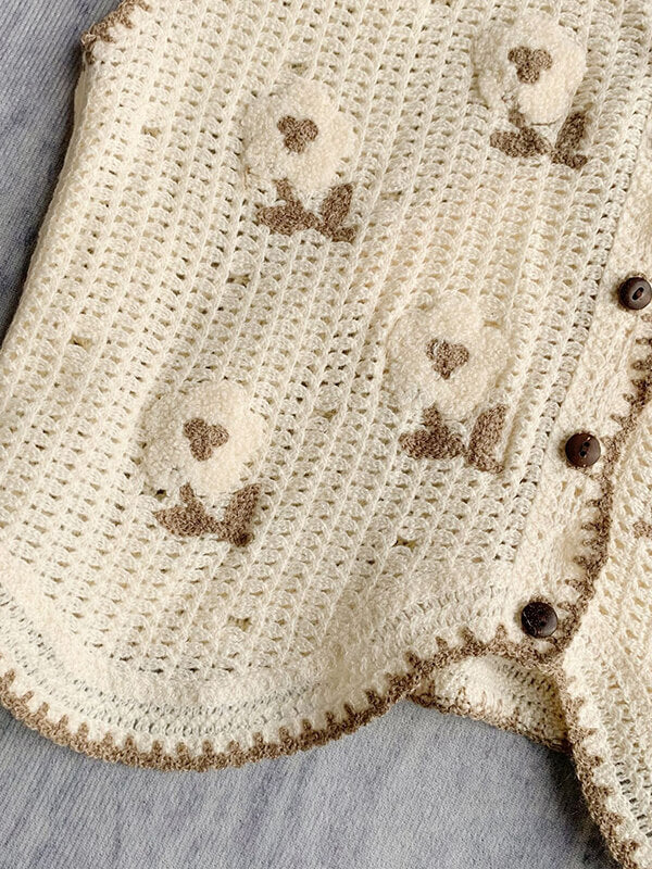 Airchics gilet crochet fleurie femme mode