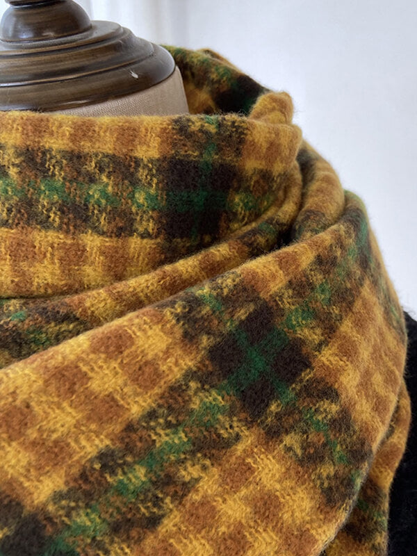 Airchics écharpe carreaux avec frange femme vintage