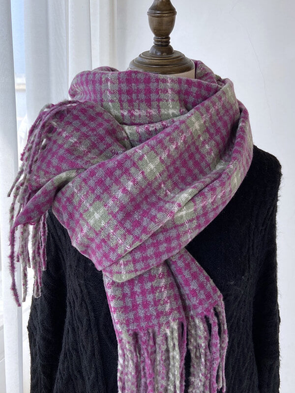 Airchics écharpe carreaux avec frange femme vintage