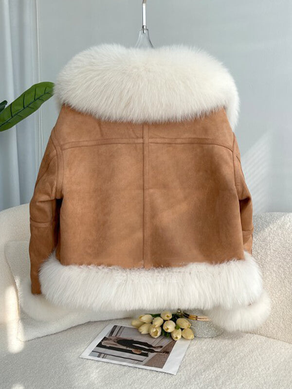 Airchics manteau en fausse fourrure suedine avec poches femme mode hiver