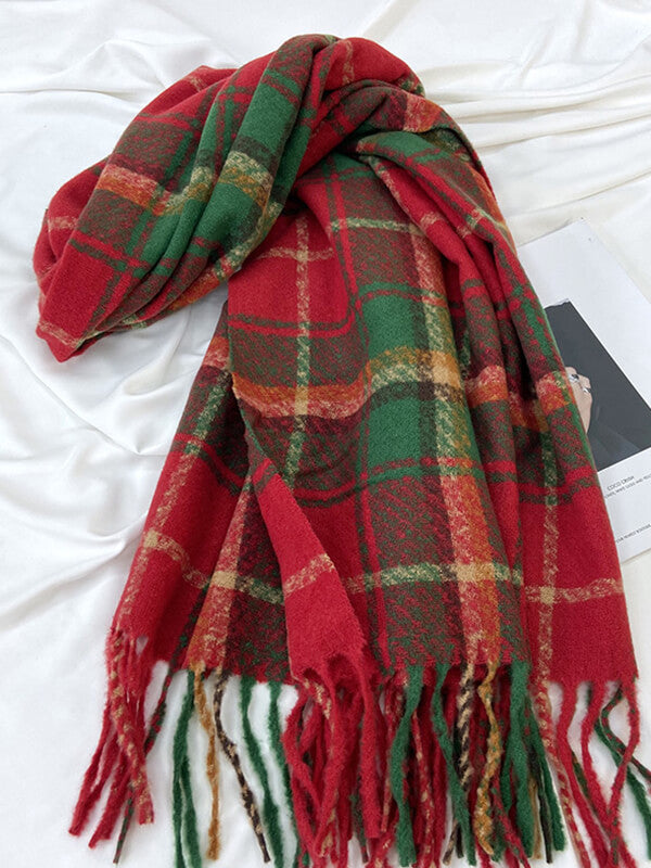 Airchics écharpe carreaux avec frange femme mode noël