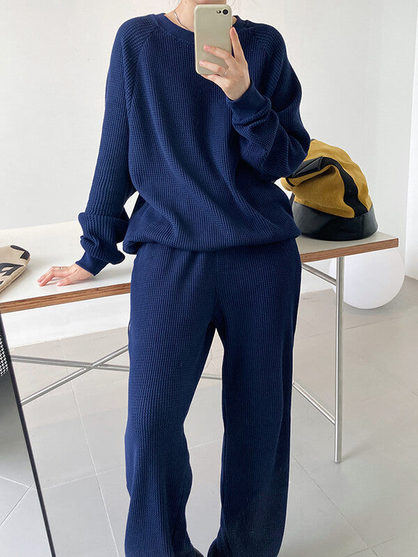 Airchics ensemble avec poches col rond femme décontracté