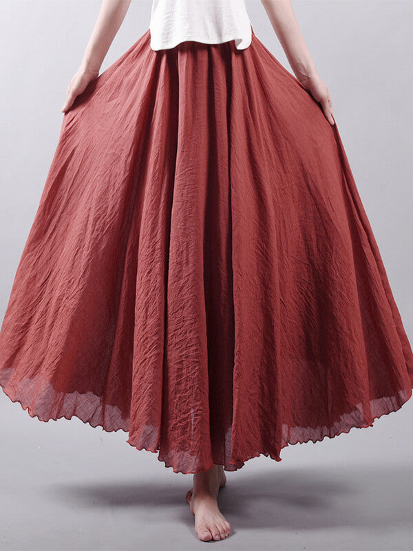 Airchics jupe longue coton unicolore fluide femme décontracté