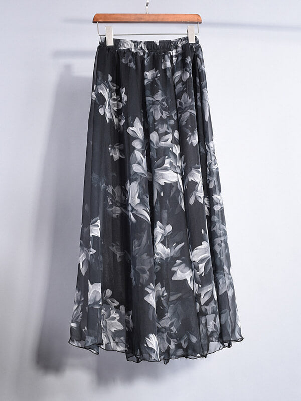 Airchics jupe longue mousseline imprimé à fleurie femme élégant