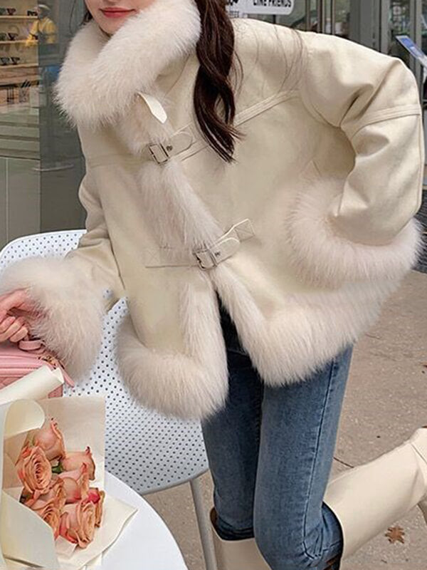 Airchics manteau en fausse fourrure suedine avec poches femme mode hiver