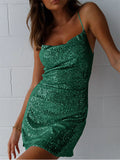 Airchics Robe De Soirée Courte À Sequins Et Bretelles Dos Nu