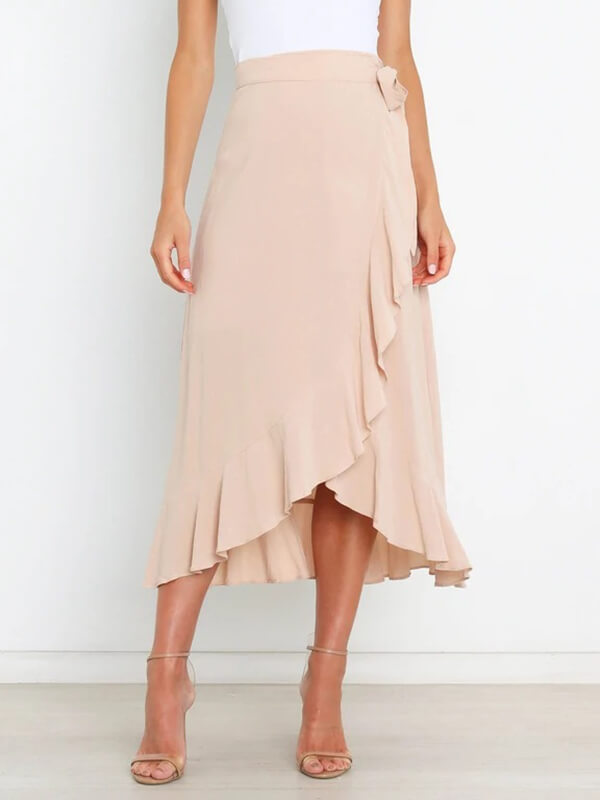 Airchics longue jupe peplum à volantée avec ceinture femme mode