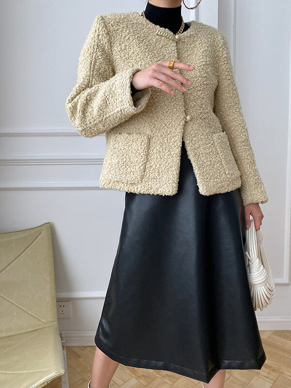 Airchics manteau teddy coat doublé polaire boutonnage avec poches femme mode