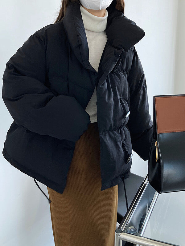 Airchics manteau en coton avec poches boutonnage col montant femme mode hiver