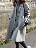 Airchics manteau en laine avec poches col revers femme mode gris