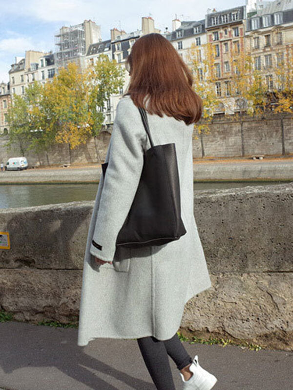 Airchics manteau en laine avec poches col revers femme mode gris