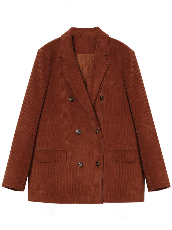 Airchics blazer en velours cotelé double boutonnage avec poches femme vintage brick