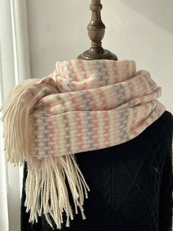 Airchics écharpe carreaux avec frange femme doux