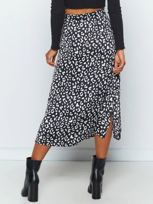 Airchics longue jupe léopard fendu le côté taille haute femme mode