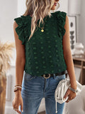 Airchics hauts unicolore à pois à volantée sans manches femme mode