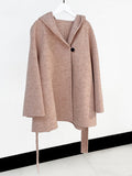 Airchics manteau en laine avec ceinture à capuche femme mode