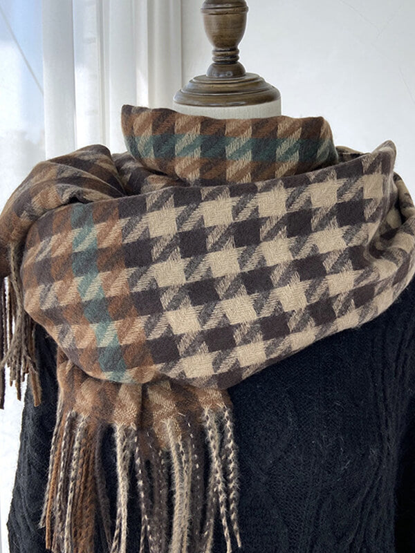 Airchics écharpe pied de poule avec frange femme mode