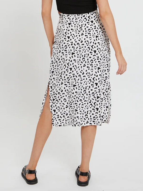 Airchics longue jupe léopard fendu le côté taille haute femme mode