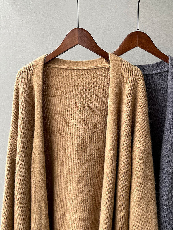 Airchics cardigans longue unicolore manches longues femme lâche décontracté