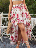 Airchics Longue Jupe Court Devant Longue Derriere Fleurie À Volantée Femme Mode