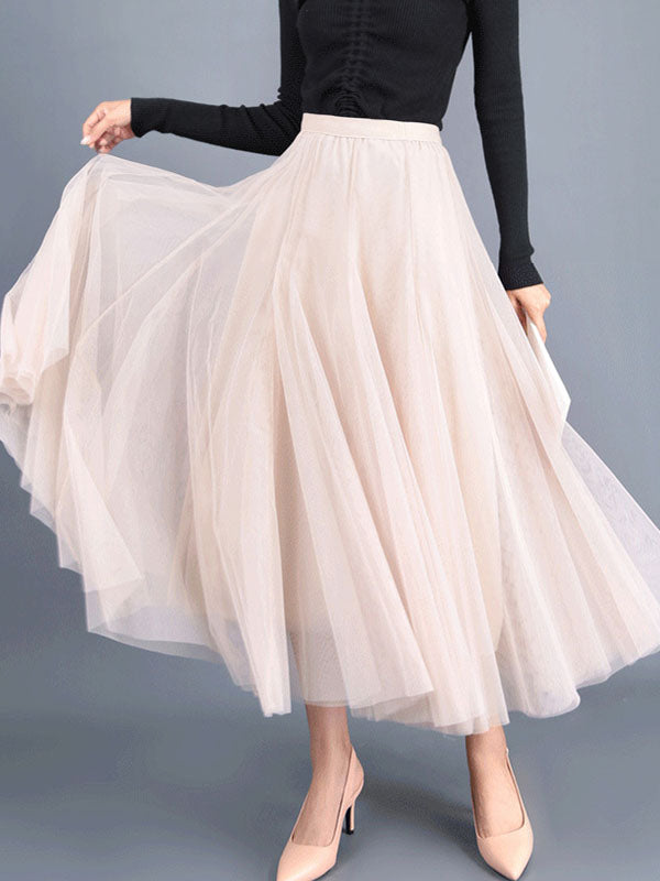 Airchics Jupe Mi-longue Taille Haute Avec Ourlet Large Jupe Trapèze