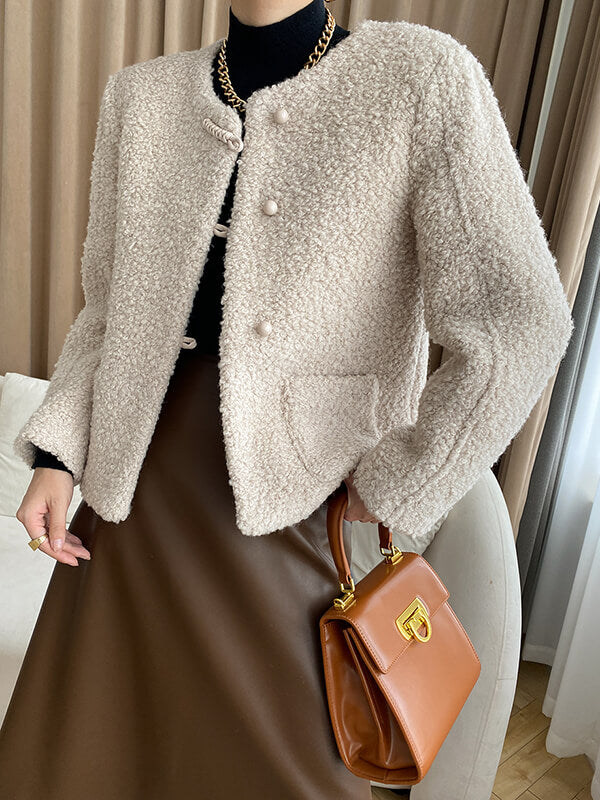 Airchics manteau teddy coat doublé polaire boutonnage avec poches femme mode