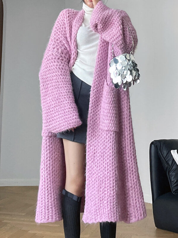 Airchics cardigans en laine longue avec poches femme oversized