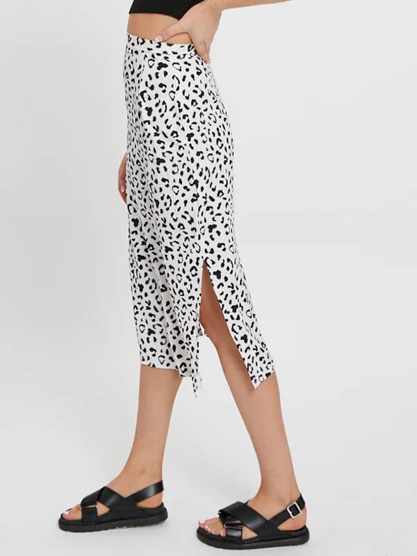 Airchics longue jupe léopard fendu le côté taille haute femme mode