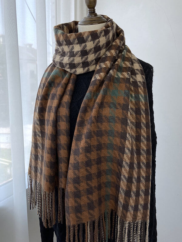 Airchics écharpe pied de poule avec frange femme mode