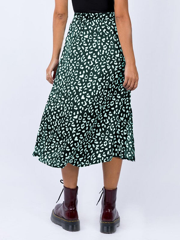 Airchics longue jupe léopard fendu le côté taille haute femme mode