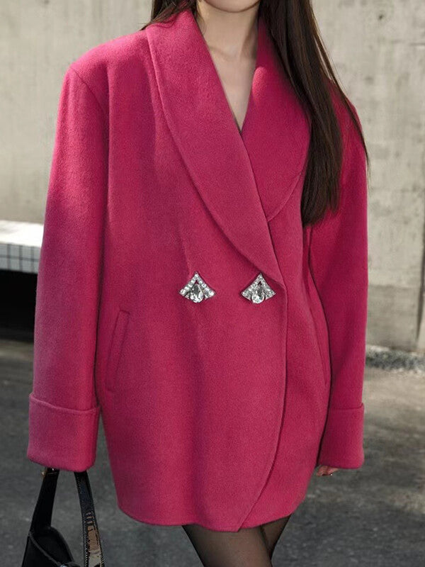 Airchics manteau en laine avec poches strass boutons femme mode