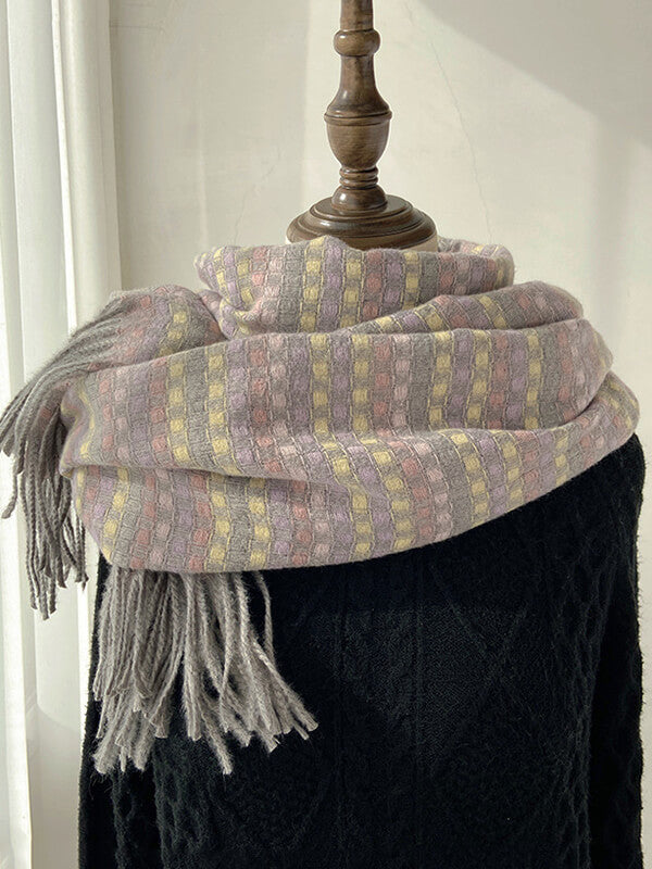 Airchics écharpe carreaux avec frange femme doux